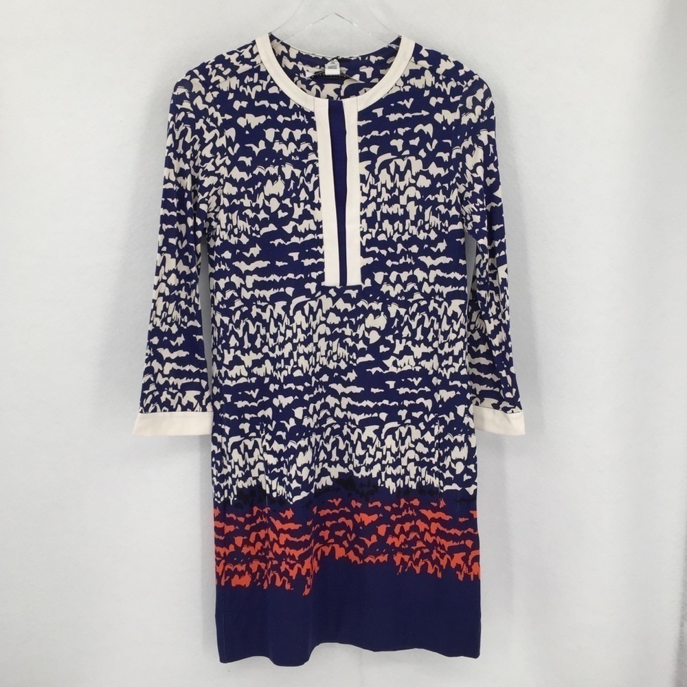 DVF Diane von Furstenberg Achelle Scribble Lines blue tunic dress silk new 0